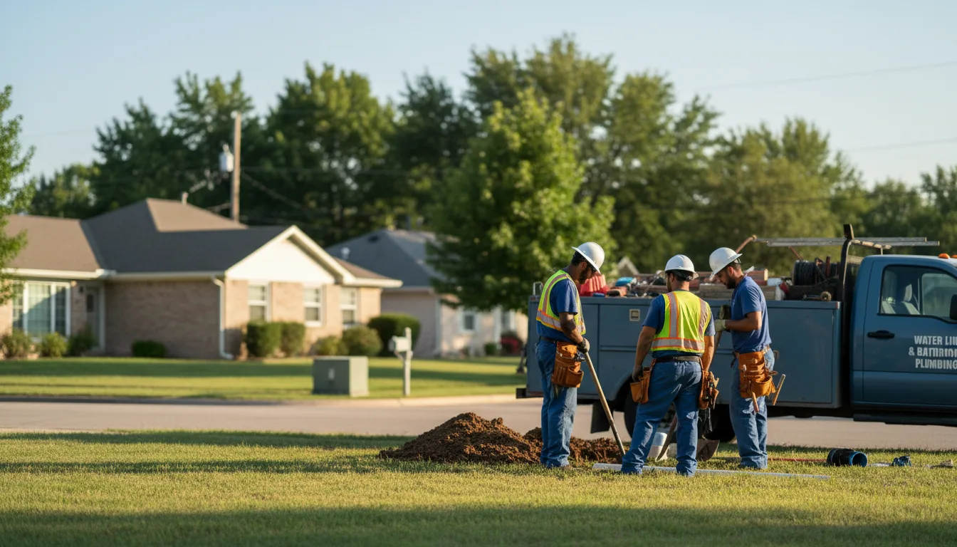 Residential water line and bathroom plumbing service in Carnegie, OK